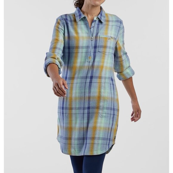 Toad&Co Dresses & Skirts - Toad & Co Women Bodie Plaid Flannel ShirtDress Long Sleeve Small Size Pockets